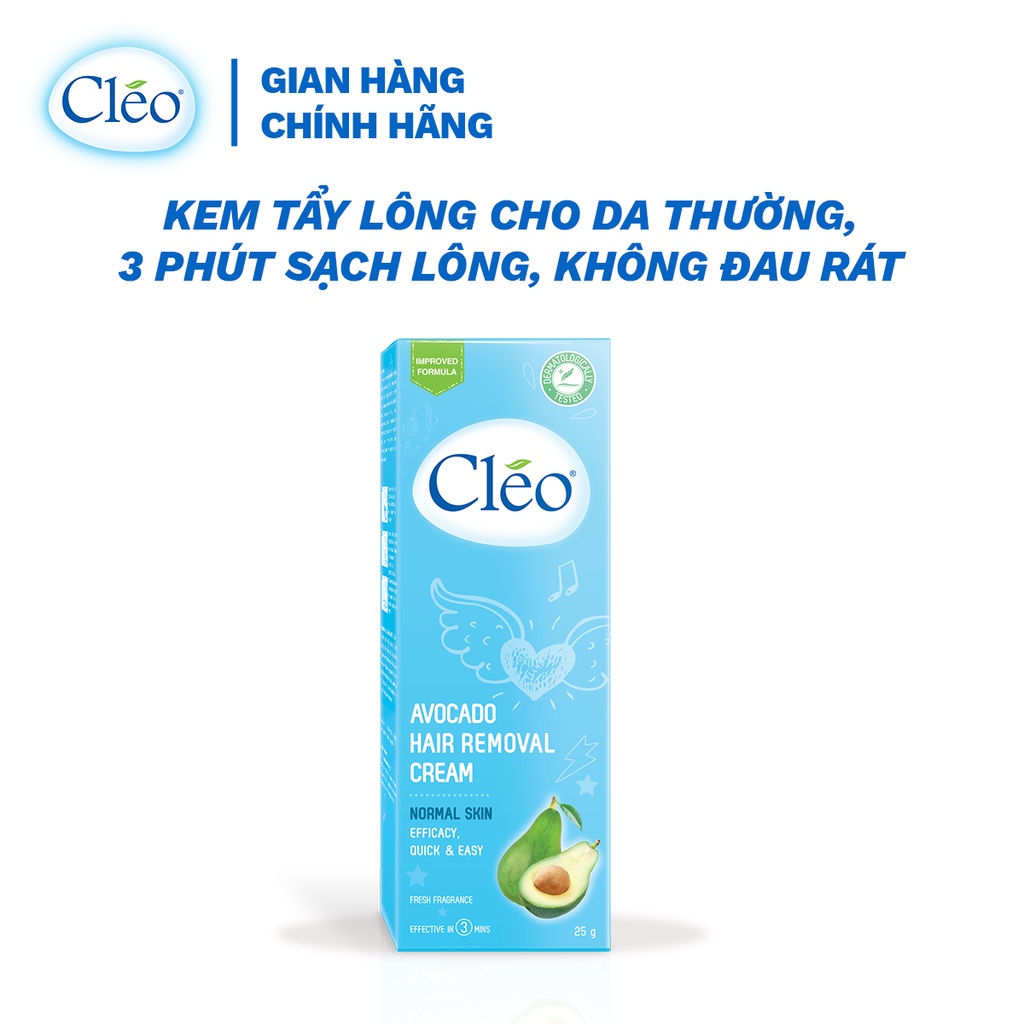 Combo 3 Kem tẩy lông Cleo cho da thường 25g/ tuýp và Kem giảm thâm nách  &amp; khử mùi Cleo 35g/ tuýp