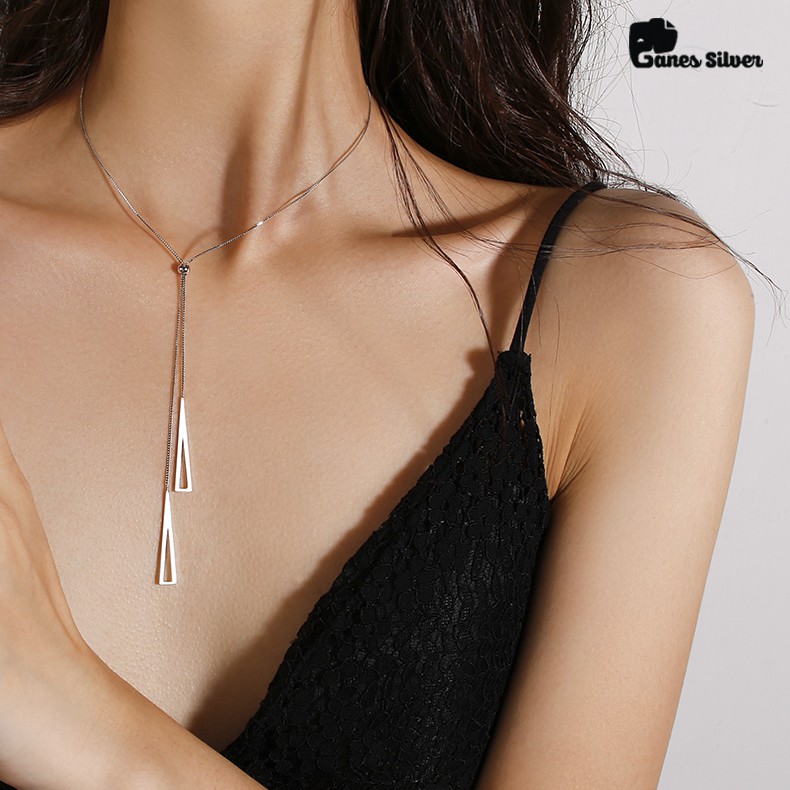 Dây choker bạc nữ GANES SILVER đa giác chất liệu bạc - D000060