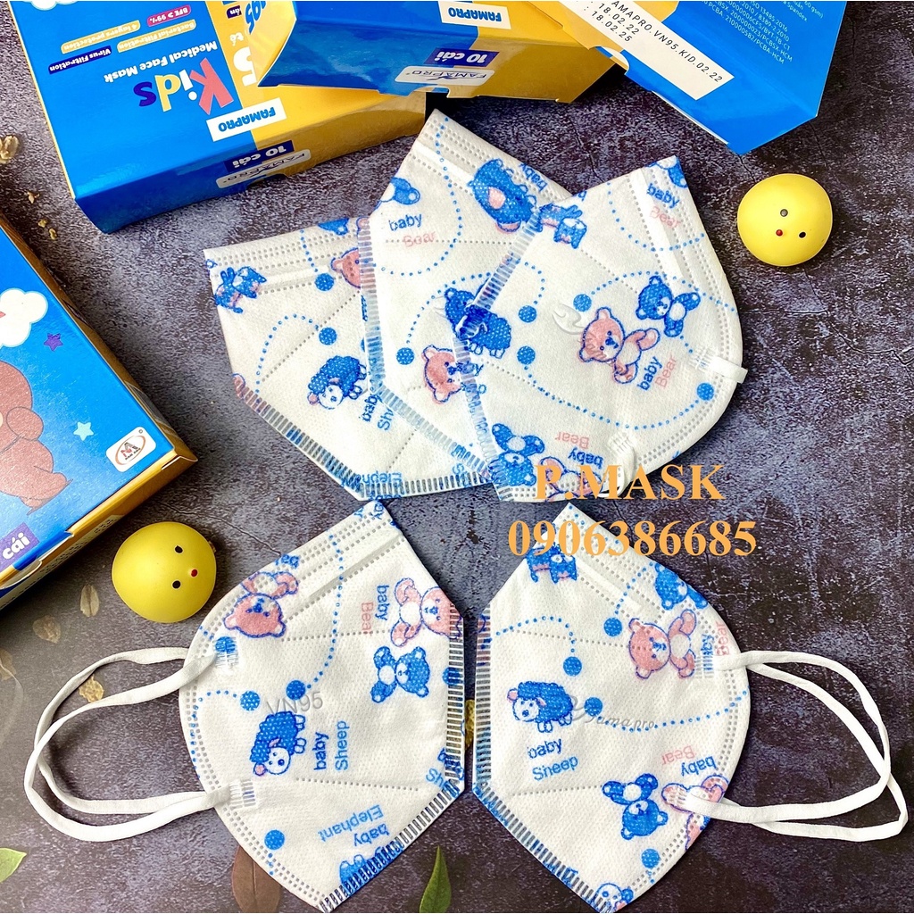Khẩu trang trẻ em FAMAPRO VN95 KIDS in hình 4 lớp kháng khuẩn 10 cái / hộp - Khẩu trang VN95 KIDS FAMAPRO in hình