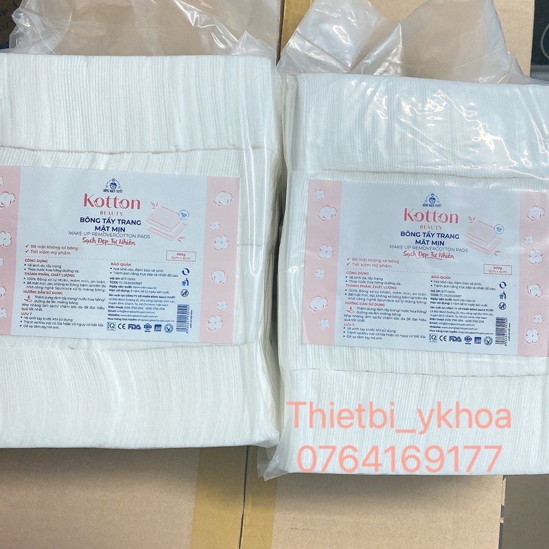 Bông Tẩy Trang Bề Mặt Mịn KOTTON BEAUTY gói 500gr chính hãng Bông Bạch Tuyết - Bông Tẩy Trang Cotton Bề Mặt Mịn