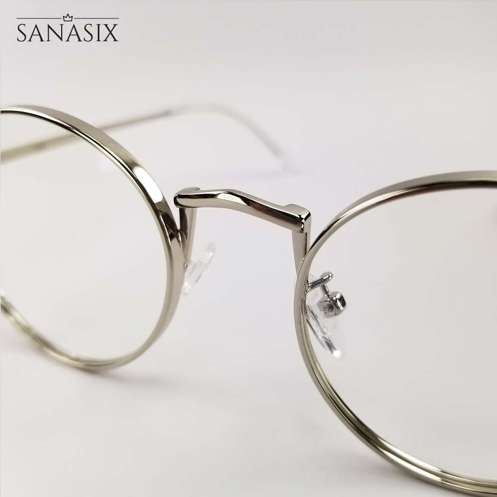 Gọng kính nam nữ mắt cận tròn màu bạc, viền gọng kim loại dày 3019. Tròng kính giả cận 0 độ chống ánh sáng xanh, tia UV | BigBuy360 - bigbuy360.vn