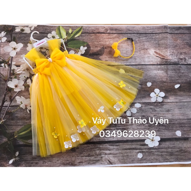 Đầm bé gái màu vàng- đầm tutu màu vàng cúc