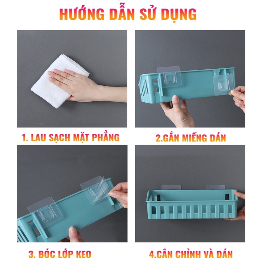 Kệ nhà tắm chất liệu nhựa cao cấp - Kệ dán tường đựng đồ nhà tắm, đồ bếp, nhà vệ sinh tiện lợi