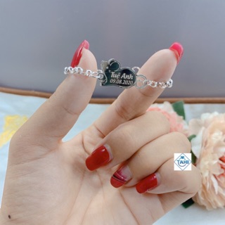 Lắc tay bạc cho bé khắc tên theo yêu cầu