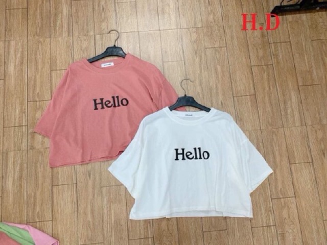 Áo Croptop Hello dáng rộng LD