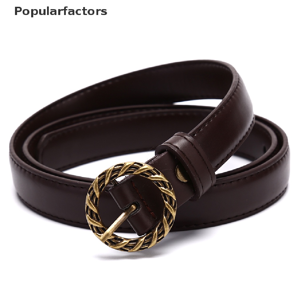 Thắt Lưng Khóa Tròn Màu Vàng Đen Thời Trang Cho Nữ