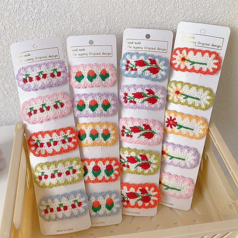 Kẹp Tóc Vải Thêu hoa Phong Cách