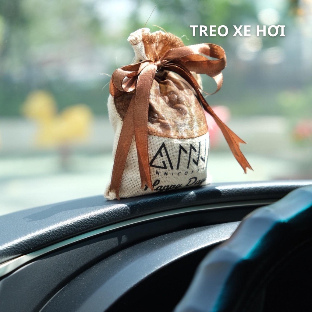 Túi thơm hạt cà phê tự nhiên treo xe, bàn làm việc, tủ quần áo, phòng khách, phòng bếp khử mùi Anni Coffee