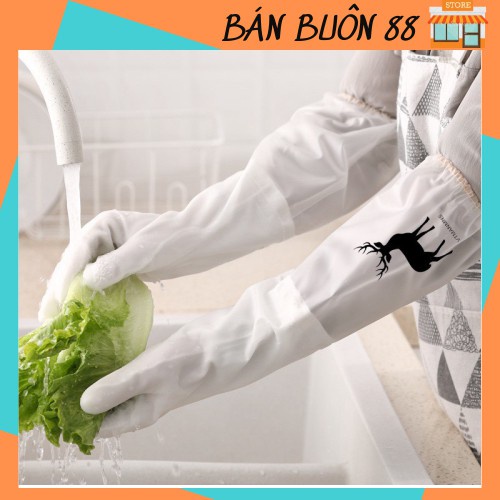 ❌BÁN SỈ❌ Găng Tay Cao Su Siêu Dai, Siêu Bền Có Lót Nỉ, Bo Chung Chống Tụt Loại Dài LƯUMAI