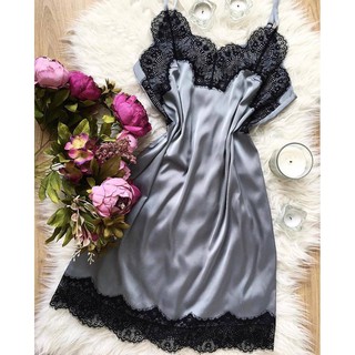 Váy ngủ xám satin lụa