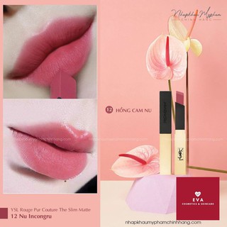 [Auth] Son YSL The Slim màu 12 Nu Incongru - Hồng cam Nude
