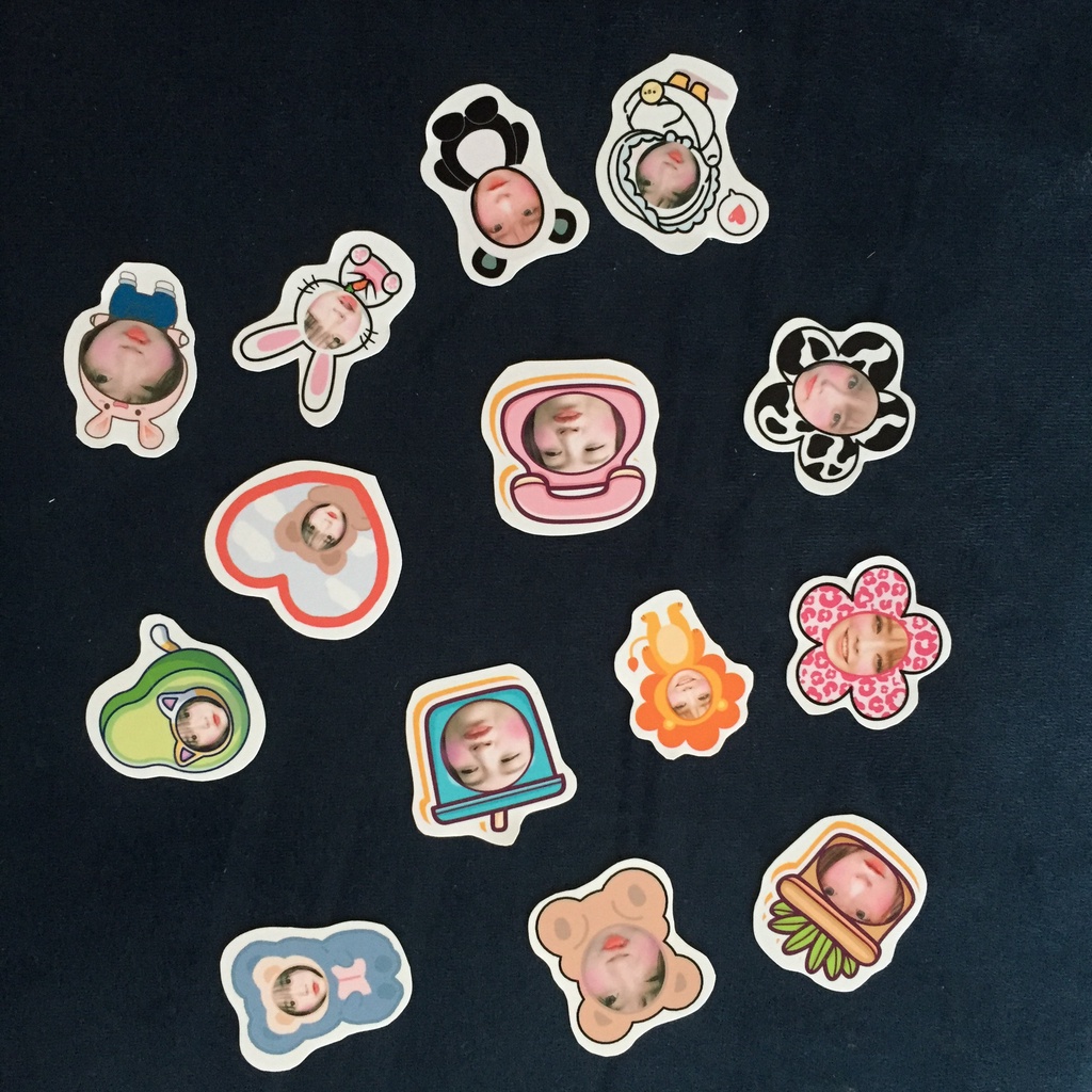 In hình chibi ghép mặt 4cm 24 hình chibi đôi 7cm 8 hình /A4 ko cắt sẵn chất liệu decal mực tốt