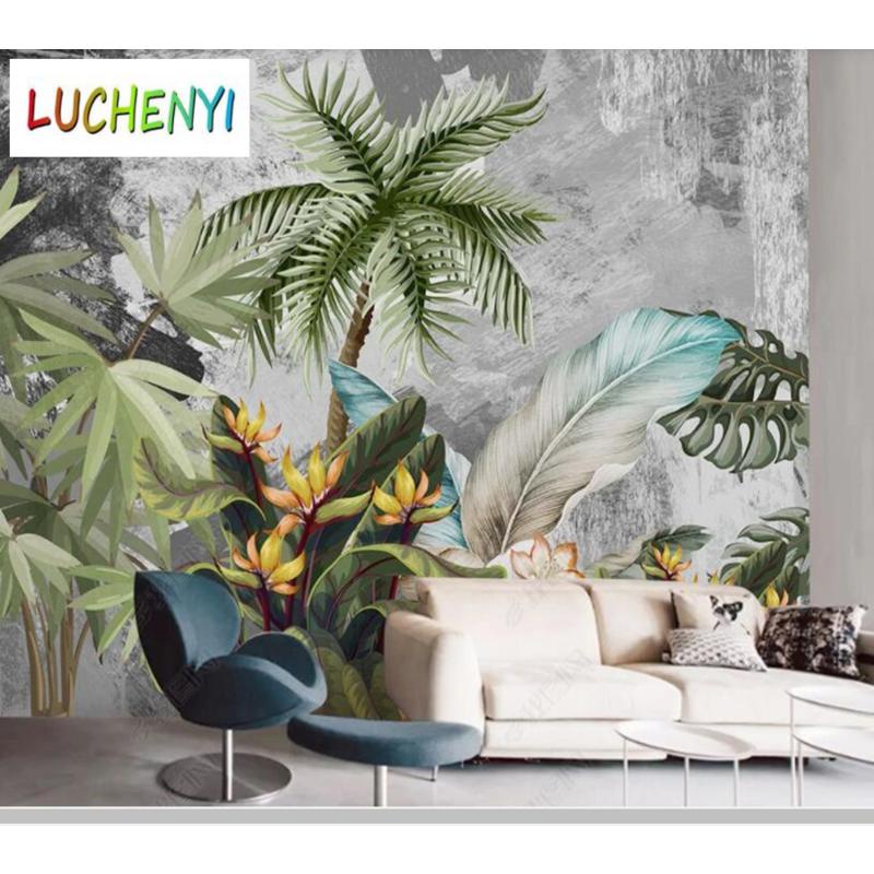 Giấy Dán Tường Họa Tiết Lá Cây 3d Trừu Tượng Phong Cách Bắc Âu Trang Trí Nội Thất