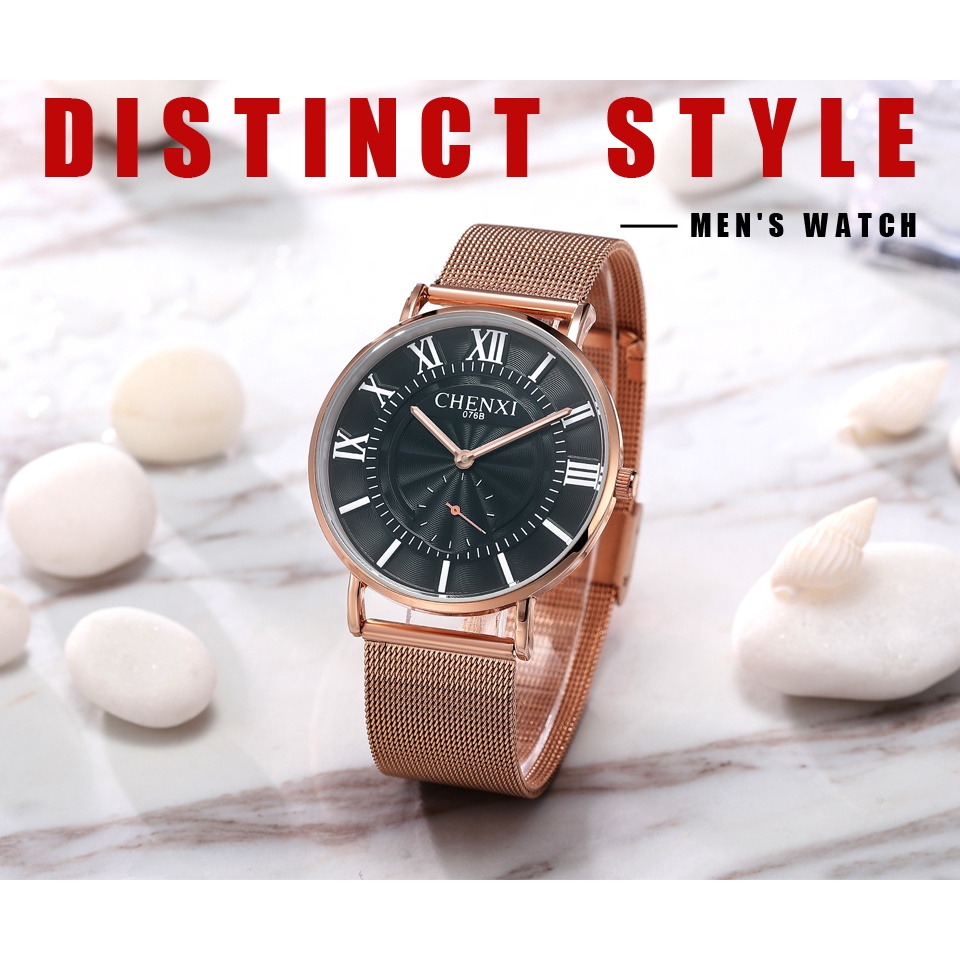 Đồng Hồ Đeo Tay Chexi Bằng Thép Không Gỉ Siêu Mỏng Chống Nước Dành Cho Nam