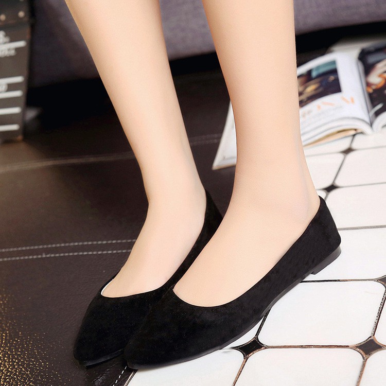 Giày búp bê da lộn mũi nhọn cho nữ | BigBuy360 - bigbuy360.vn