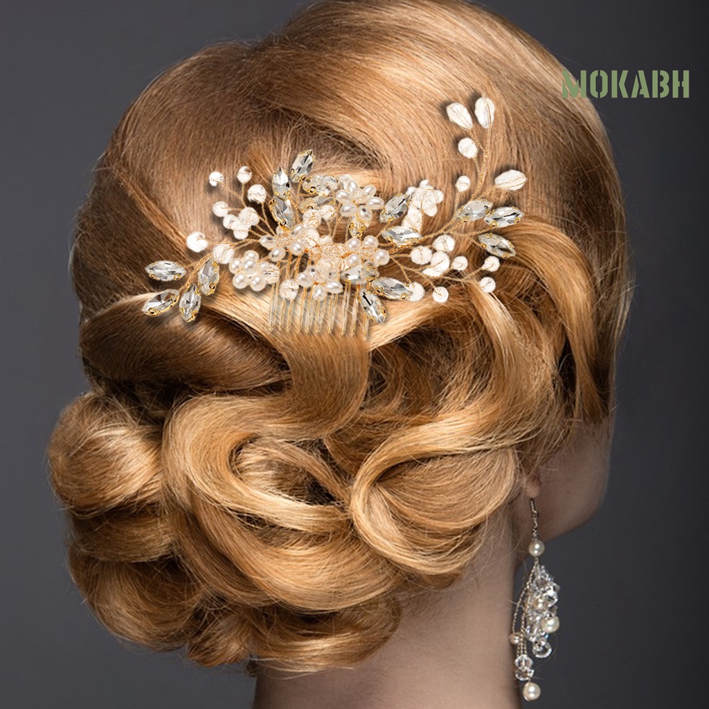 Lược Cài Tóc Đính Ngọc Trai Nhân Tạo Handmade Chống Trượt Dành Cho Cô Dâu