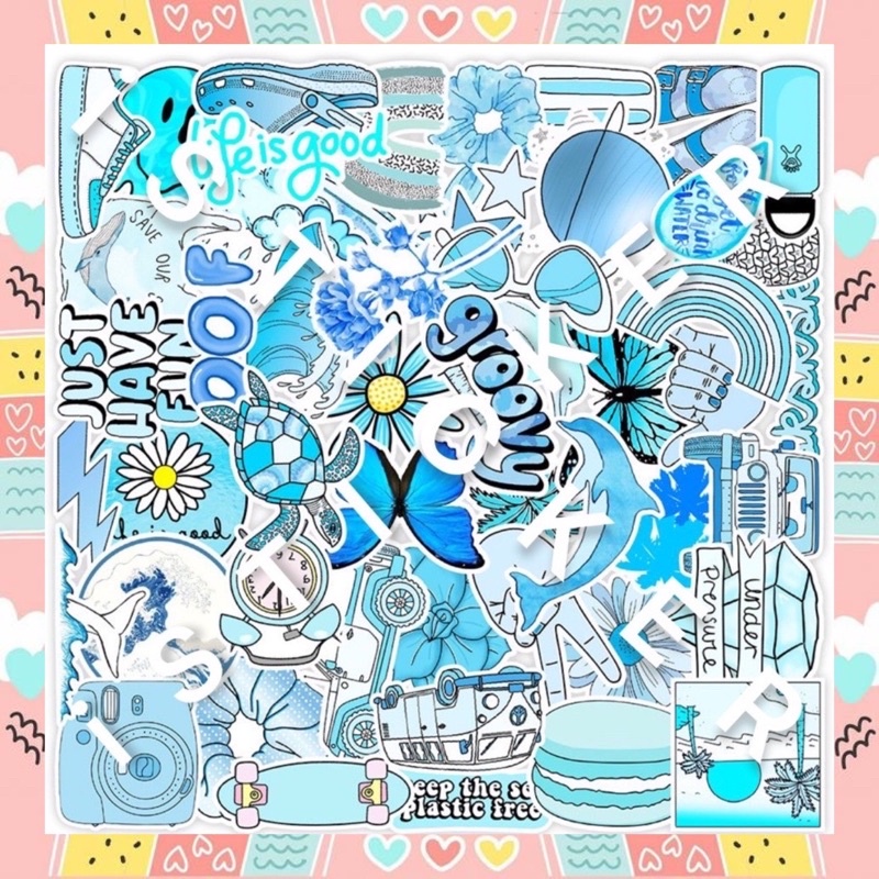 Sticker VSCO Biển 02 thời trang dễ thương chống thấm nước dán mũ nón bảo hiểm, điện thoại, laptop