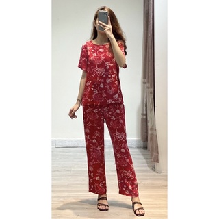 Set áo tay ngắn quần suông dài vải tole
