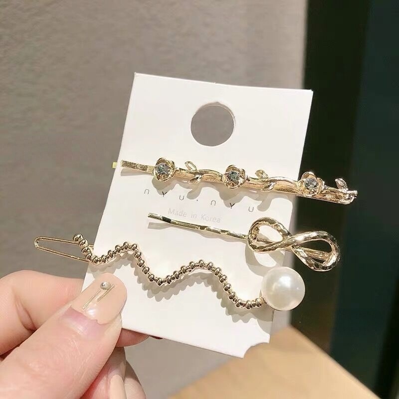 Set 3 Kẹp Tóc Hình Hoa Đính Đá Thời Trang Dành Cho Nữ