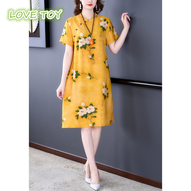 Sườn Xám Cách Tân In Hoa Thời Trang Nữ Tính