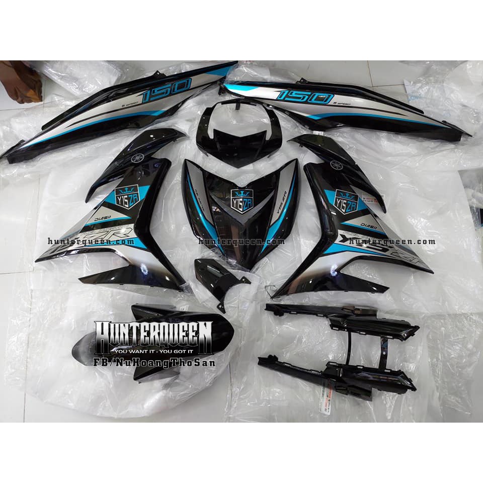 Tem Exciter 150. Tem Y15ZR đơn giản, đen xanh. Chất liệu crom. Chỉnh sửa theo yêu cầu. Sắc nét, bền màu, chống nước