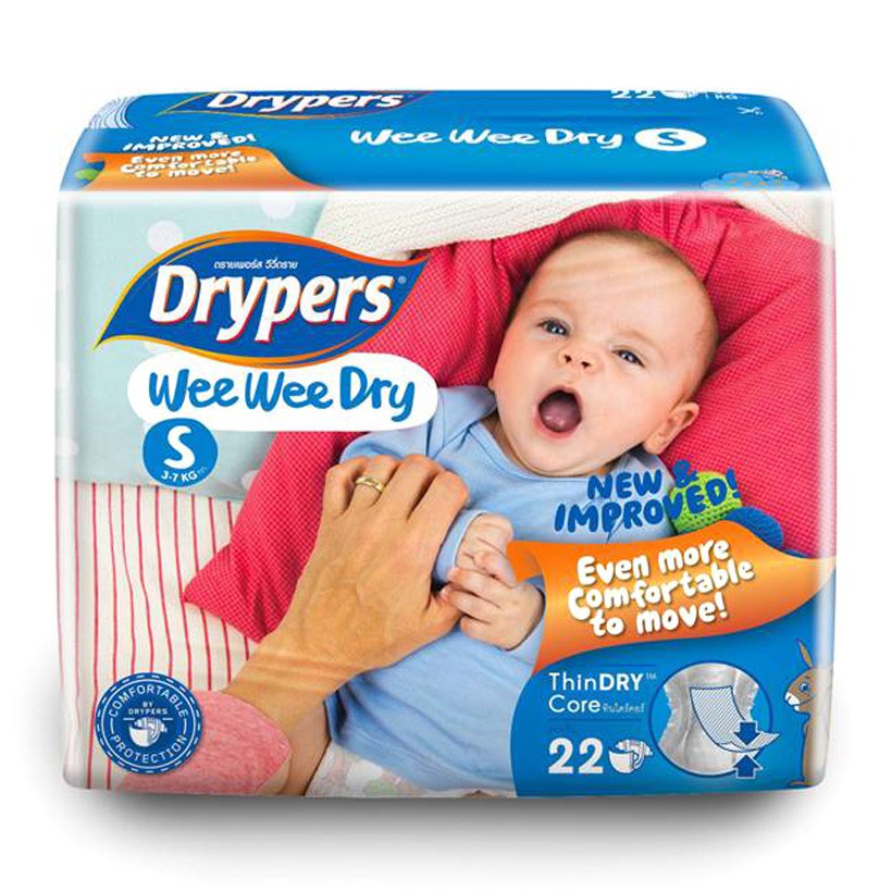 Tã dán Drypers Wee Wee Dry size S4, S22 (3-7kg)