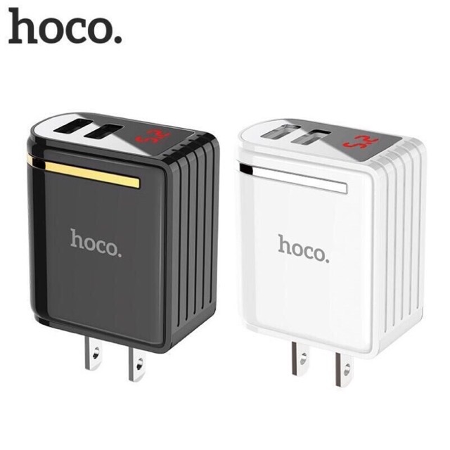 Củ sạc nhanh 2 cổng usb có đèn led chính hãng Hoco C39