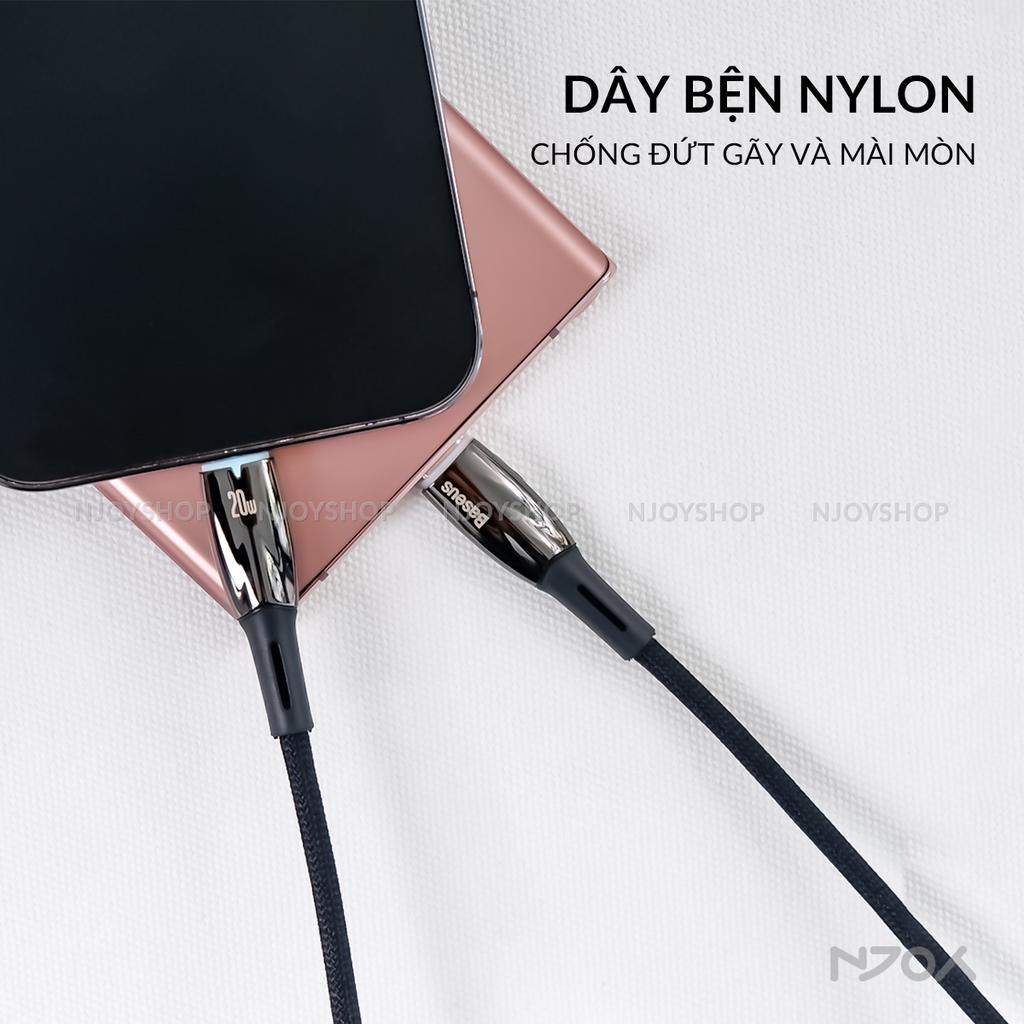 Cáp Sạc Nhanh 20W PD Đèn Led Báo Sạc Cho IP14/13/12/12/11 Chính Hãng Baseus Glimmer Type C to L Njoyshop