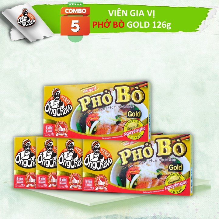 Combo 5 Hộp Viên Gia Vị Phở Bò Gold Ông Chà Và 126g