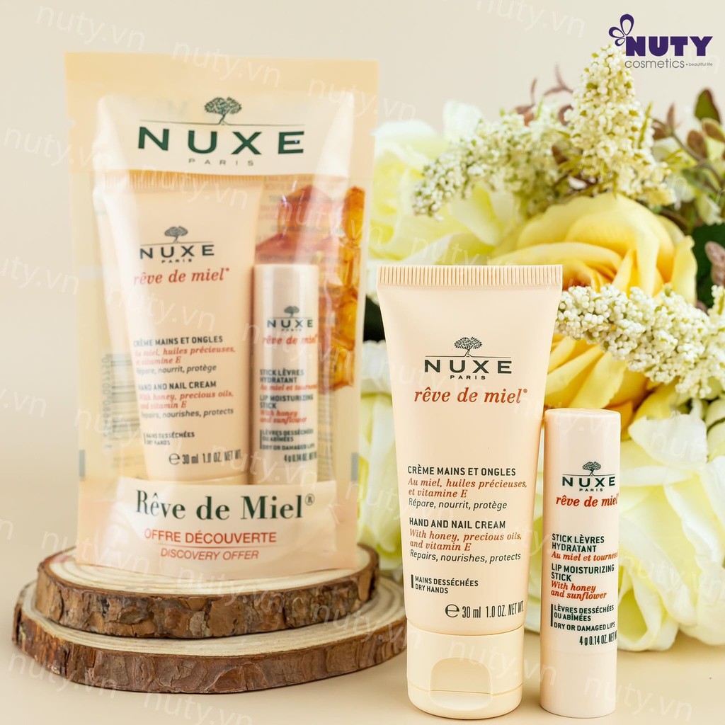 Set Son Dưỡng Môi Kèm Son Dưỡng Nuxe reve De Miel Hàng Pháp Chuẩn Nội Địa 100%