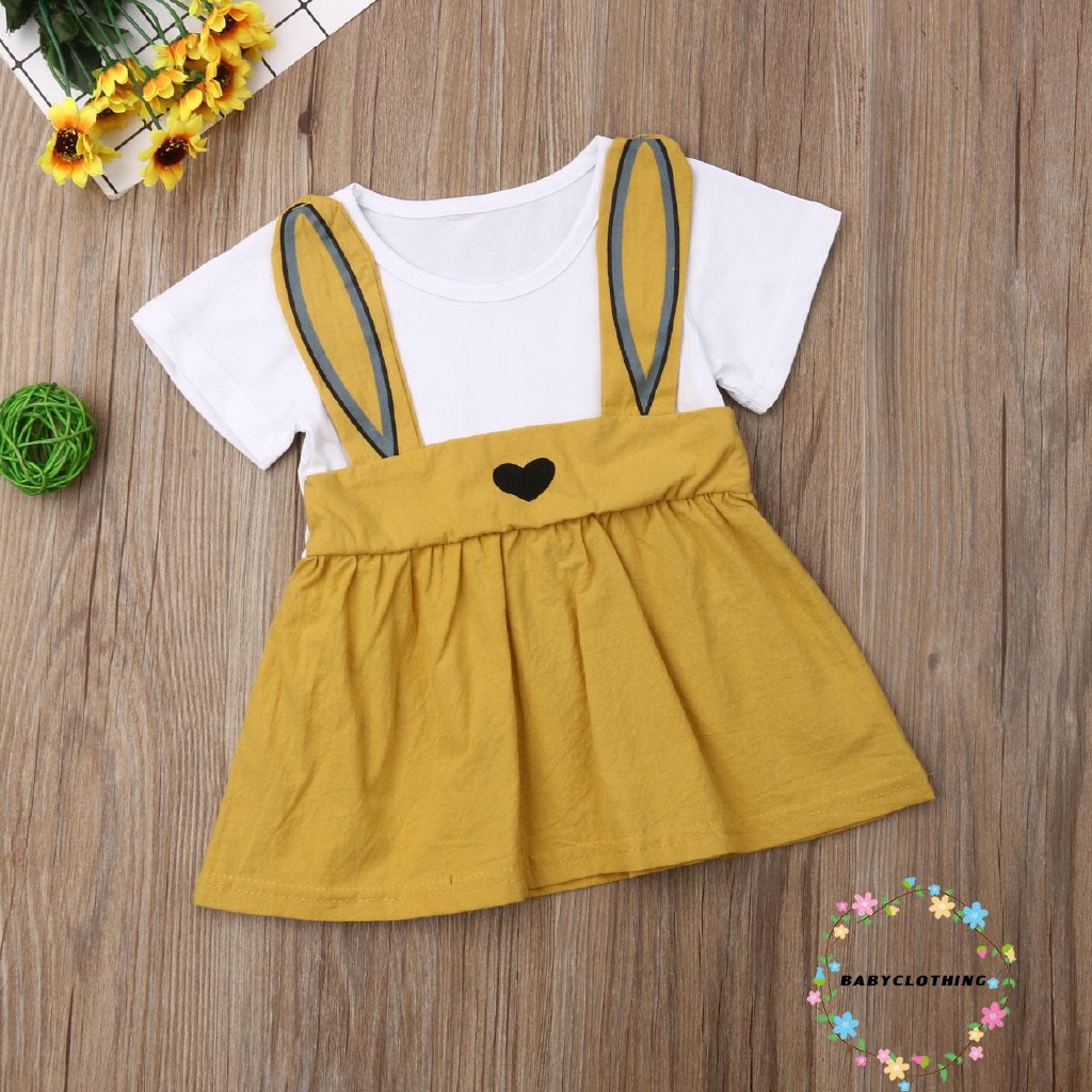 Đầm Tay Ngắn Hình Tai Thỏ Cho Bé Gái