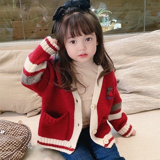 Áo khoác Cardigan cổ chữ V xinh xắn thời trang cho bé gái