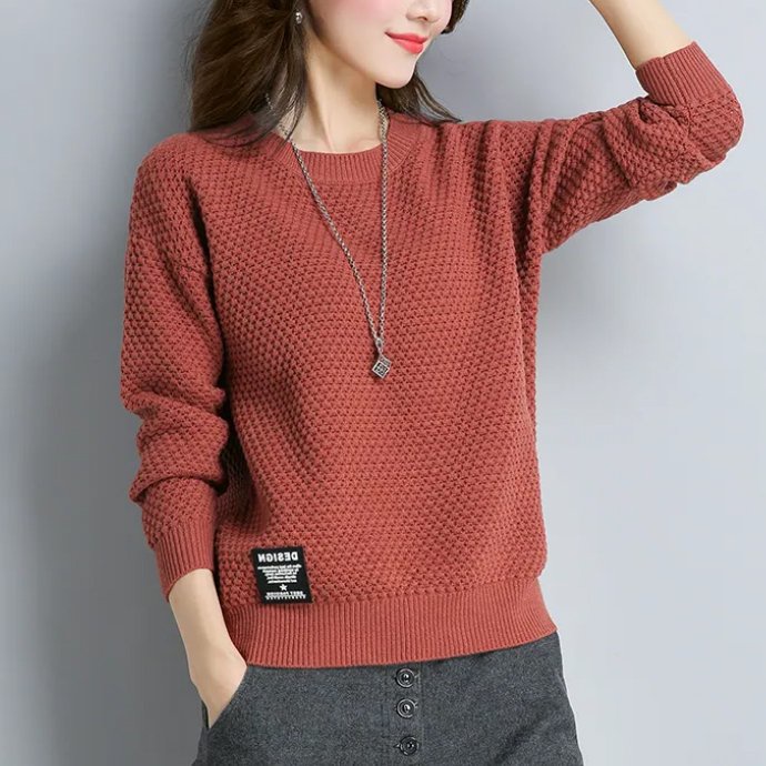 Áo len nữ cổ tròn dáng thụng chất len dày mềm mịn co giãn thoải mái thời trang phong cách Hàn Quốc AL46