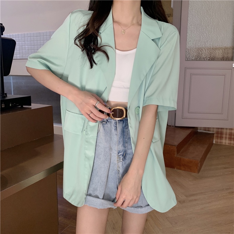 Đen Áo Khoác Vest Tay Ngắn Thiết Kế Thanh Lịch Cho Nữ | BigBuy360 - bigbuy360.vn