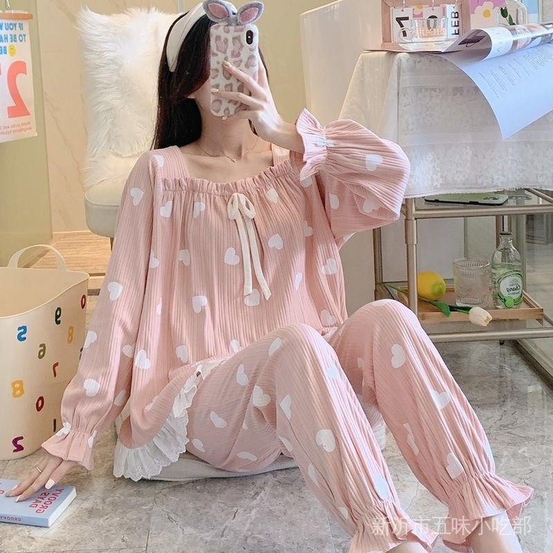 Bộ Đồ Ngủ Hai Mảnh Tay Dài Phong Cách Hàn Quốc Thời Trang Xuân Thu Mới 2022