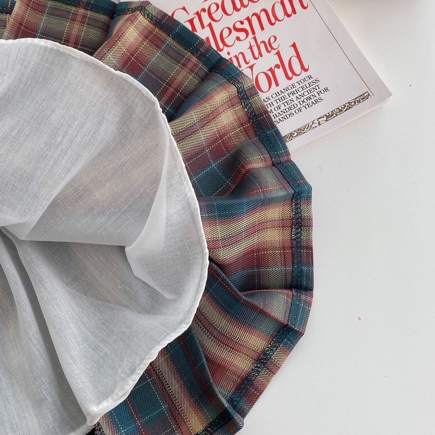 SG091 - Set áo váy học sinh thuỷ thủ kèm nơ sz 90-140 , sơ mi trắng, chân váy caro, thời trang hàn quốc thu đông 2022