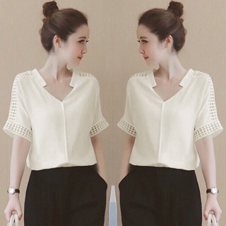 Áo Sơ Mi Nữ Cổ V Phối Ren ( Size M - L) 