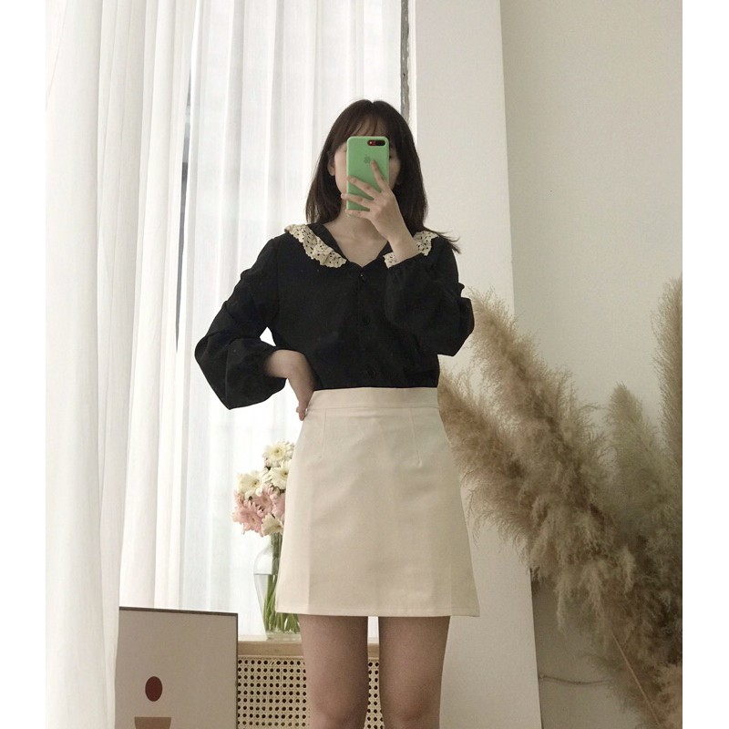 [Tặng Kèm Scrunchies] Áo sơ mi phối ren style ulzzang