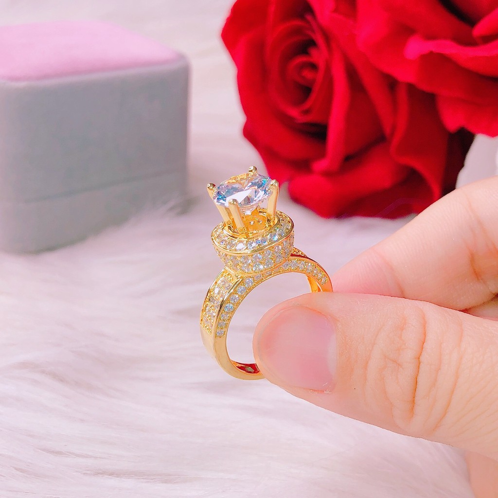 Nhẫn Nữ Mạ Vàng thời trang GADO N205 | Nhẫn xi vàng xinh đẹp - Nhẫn nữ đính đá - Nhẫn cầu hôn | Nhẫn mang nơi công sở
