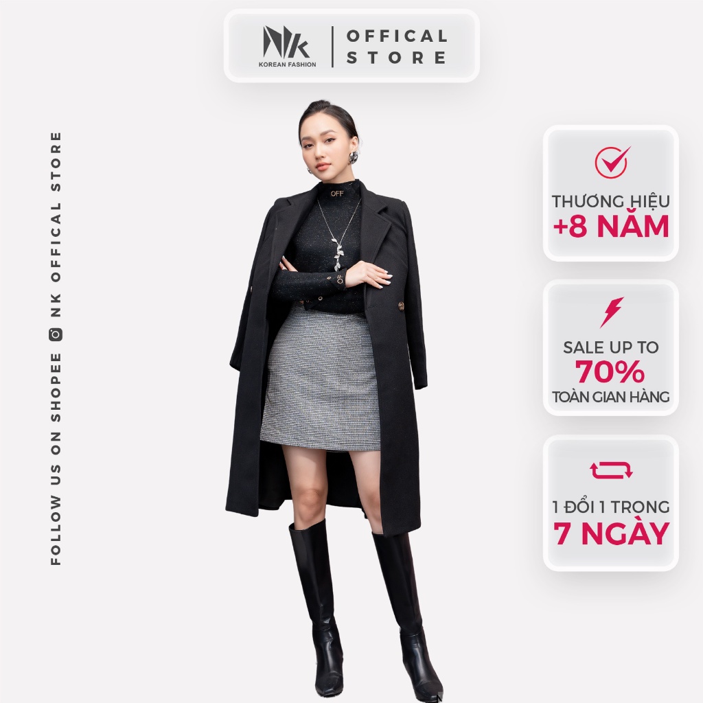 Áo Măng Tô Nữ NK Fashion Dáng Dài Có Cúc Nắp 2 Túi Vải Hàn Mềm Mịn Có Lớp Lót Trong Chất Dạ Cao Cấp Không Xù NKAK2110002