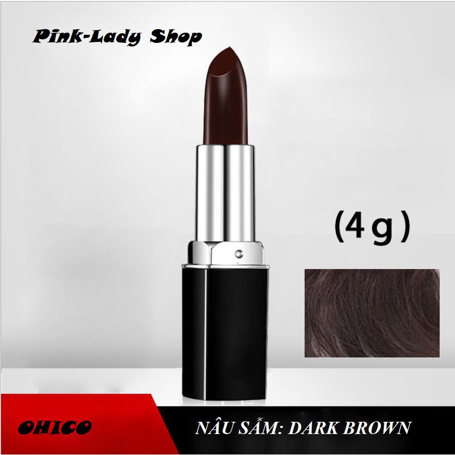 Son Nhuộm Tóc Phủ Bạc Tạm Thời Màu Nâu Sẫm (DarkBrown) 4g/Thỏi OHICO