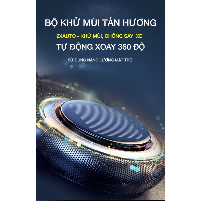 Máy khử mùi hôi, kháng khuẩn không khí chống say xe hơi tản hương bằng năng lượng mặt trời 2xAuto