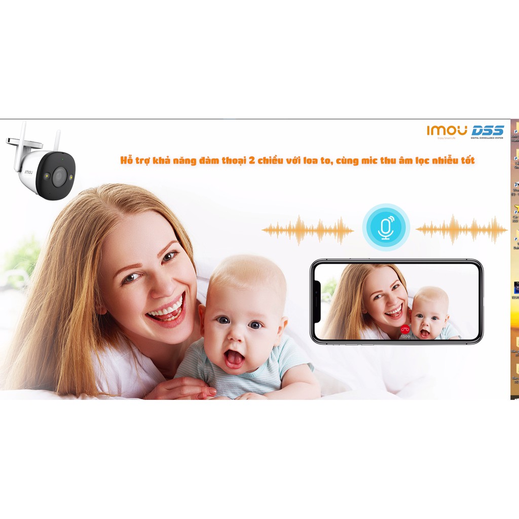 Camera WIFI IMOU ngoài trời F22FEP (có màu ban đêm + còi, đèn báo động) - Hàng chính hãng