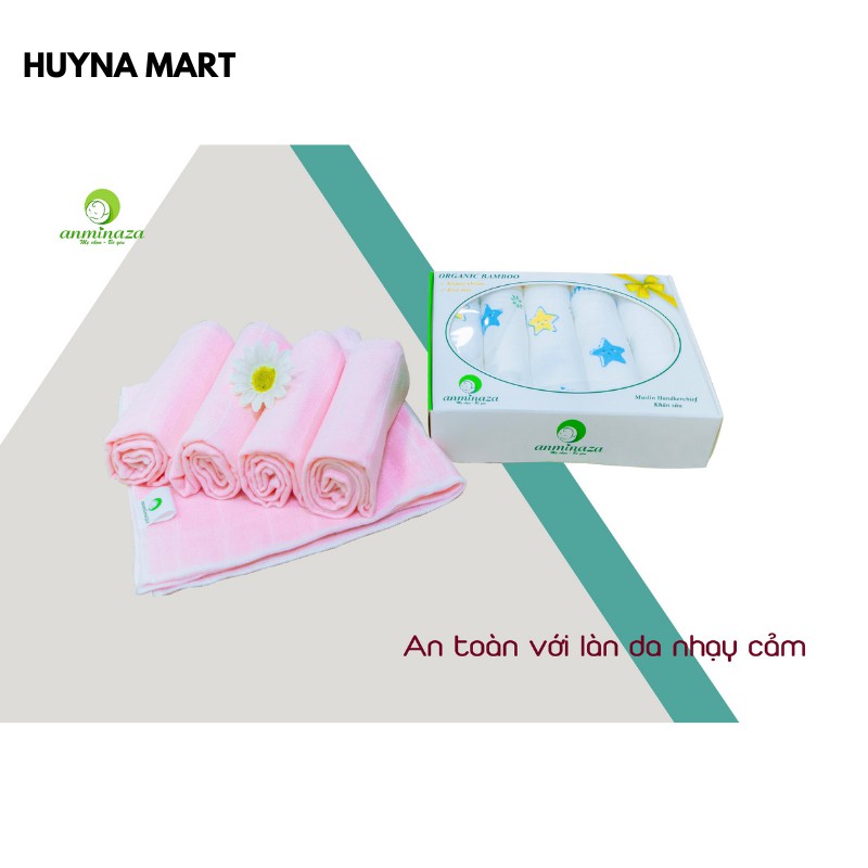 Set Khăn Sữa Sợi Tre 3 Lớp Cao Cấp Cho Bé Kháng Khuẩn, Khử Mùi, Siêu Thấm Hút Hoàn Toàn Tự Nhiên Anminaza