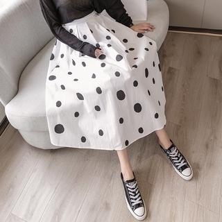 🌸🌸Chân váy chữ A lưng cao họa tiết chấm bi xinh xắn