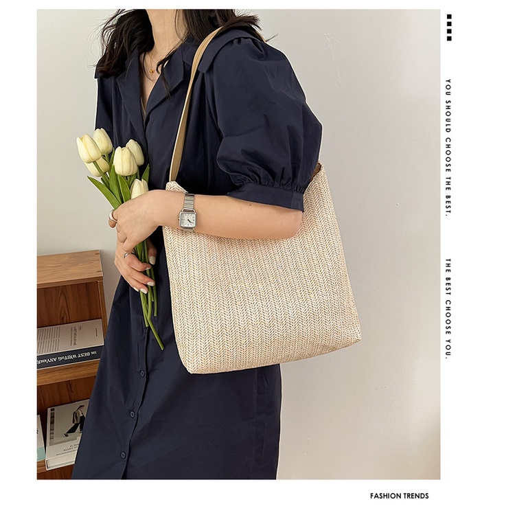 Túi Đan Rơm Đeo Một Bên Vai Sức Chứa Lớn Nhỏ Mới Mùa Hè Cho Nữ