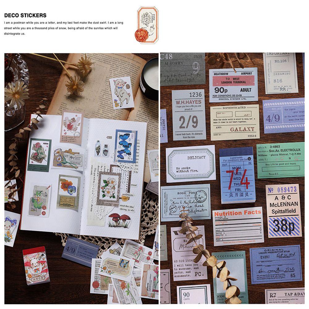 LAYOR1 Bộ 50 Sticker Trang Trí Sổ Tay Phong Cách Vintage