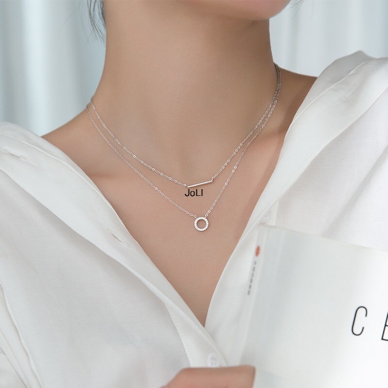 Dây chuyền Bạc mảnh 2 tầng phong cách đơn giản xinh xắn Joli