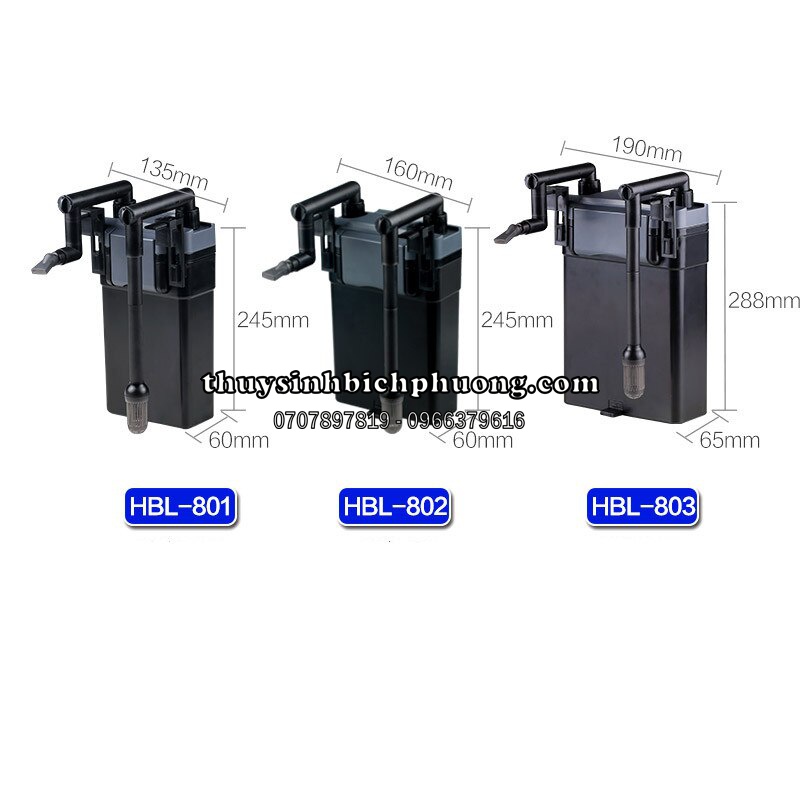 LỌC TREO THÀNH HỒ SUNSUN HBL 801 802 803 - LỌC THÁC TIỆN DỤNG CÓ NHIỀU NGĂN CHỨA VẬT LIỆU LỌC