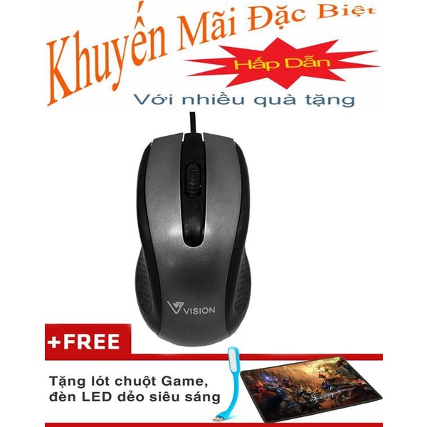 chuột máy tính Mouse Vision V6 USBTặng Lót Chuột, Đèn Led